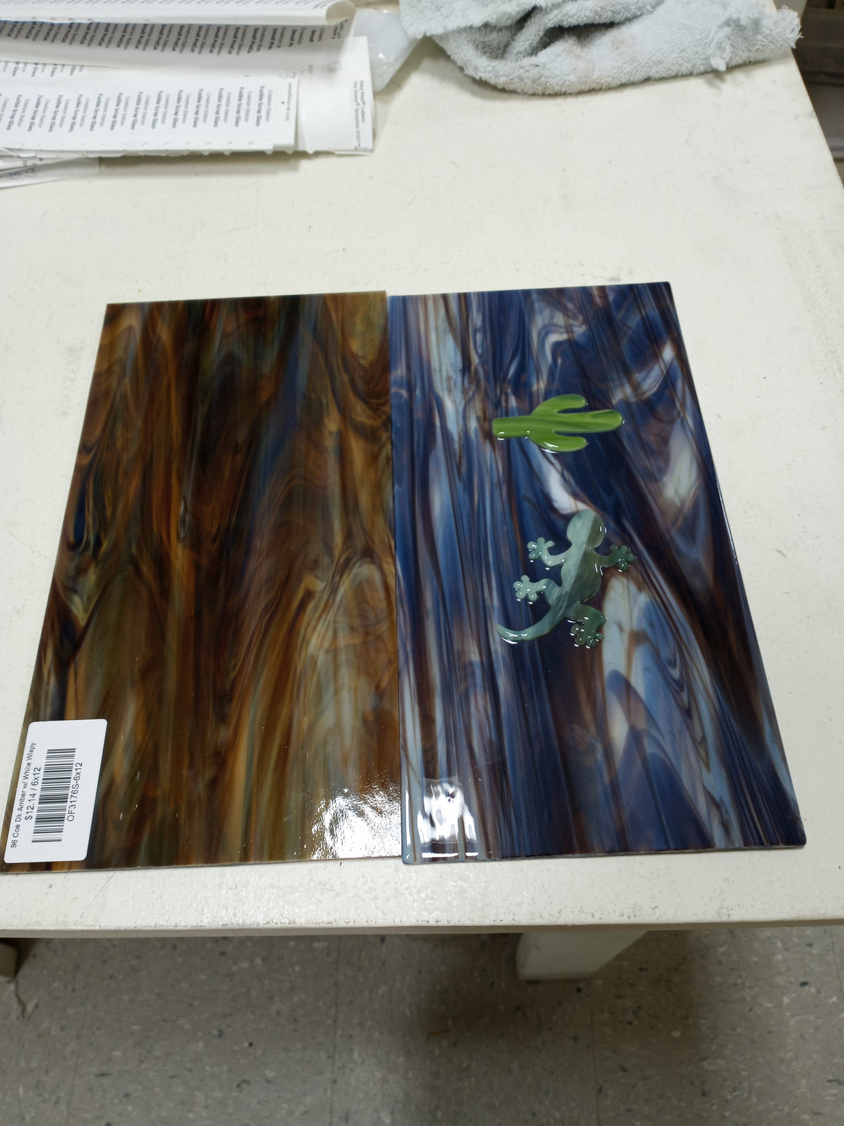 96 COE Dark Amber with White Wispy