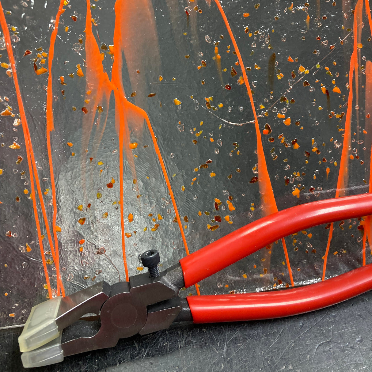 90 COE Clear w/ Red-Orange-Yellow Frit, Orange Streamers_4