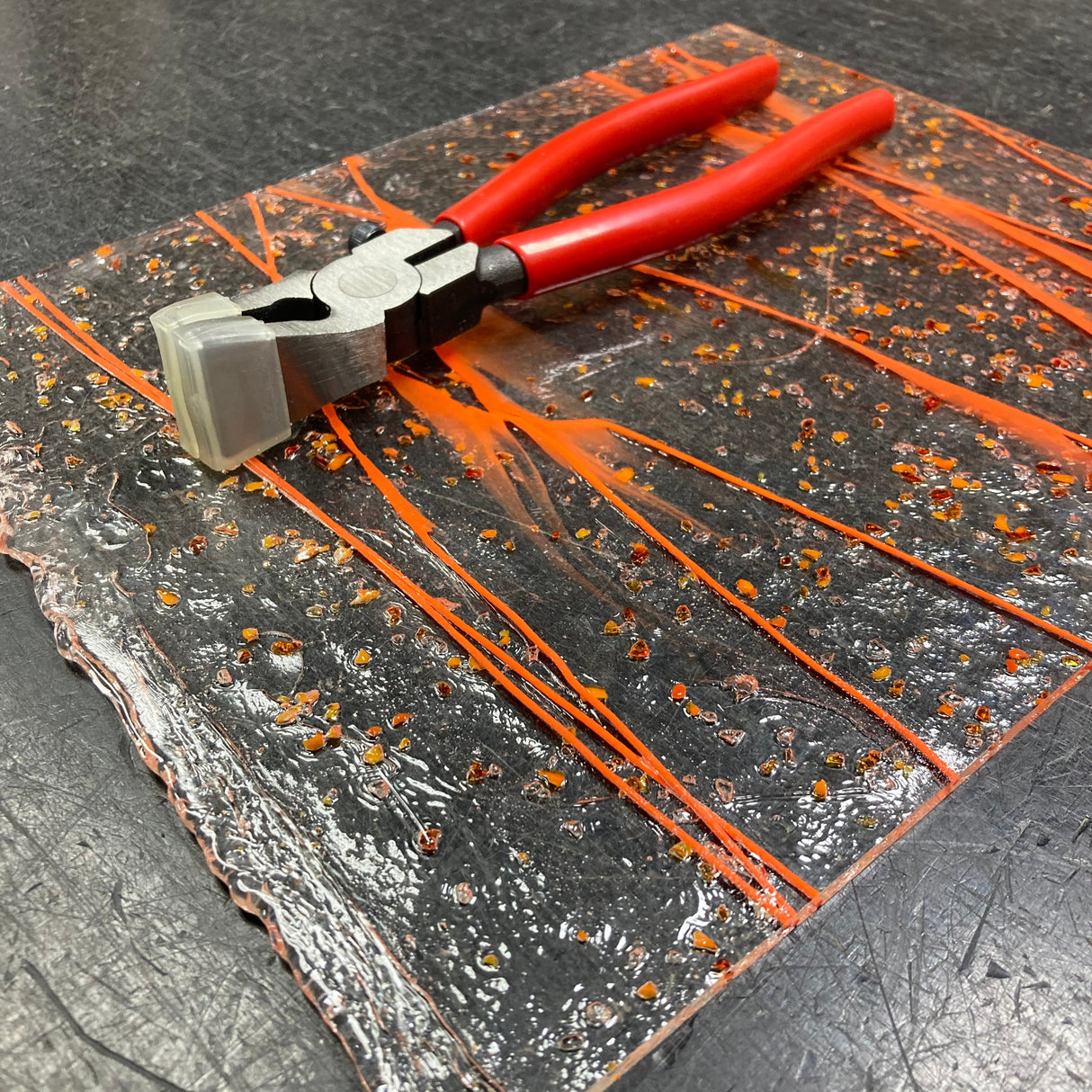 90 COE Clear w/ Red-Orange-Yellow Frit, Orange Streamers_5