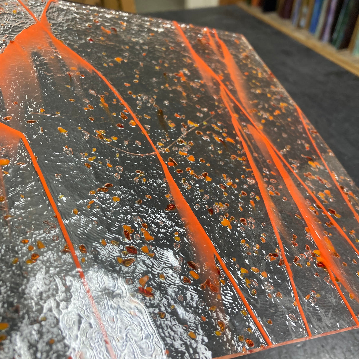 90 COE Clear w/ Red-Orange-Yellow Frit, Orange Streamers_6