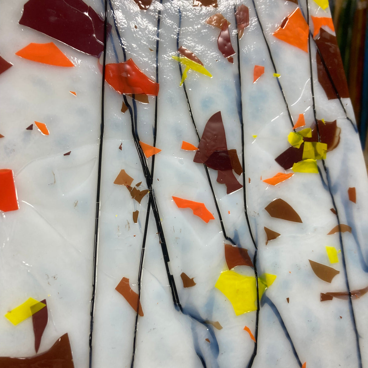 90 COE White w/ Orange, Yellow, Red Fractures and Black Streamers_6