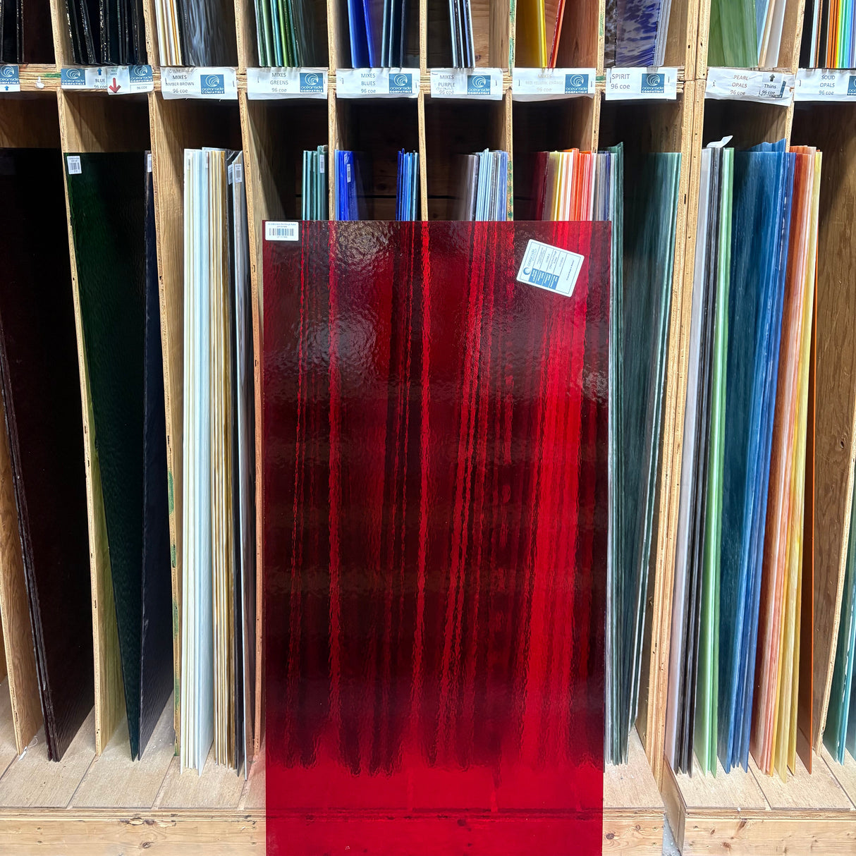 96 COE Cherry Red Rough Rolled