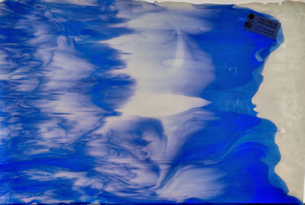 96 COE Cobalt on White Opal - Stained Glass Express