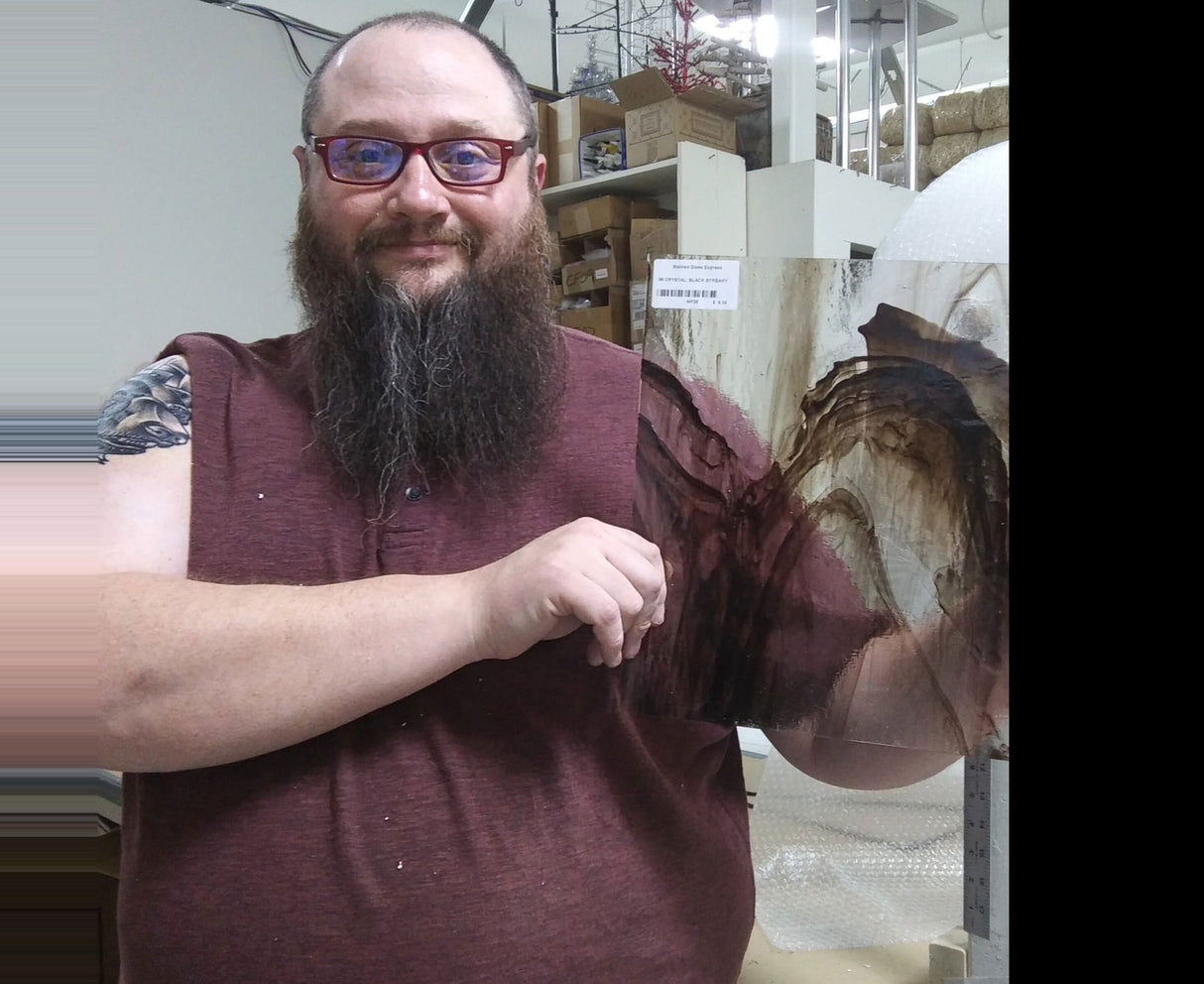 96 COE Crystal, Black Streaky - Stained Glass Express