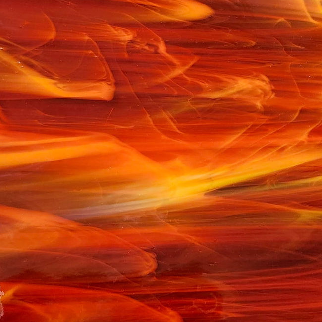 96 COE Orange White Wispy - Stained Glass Express