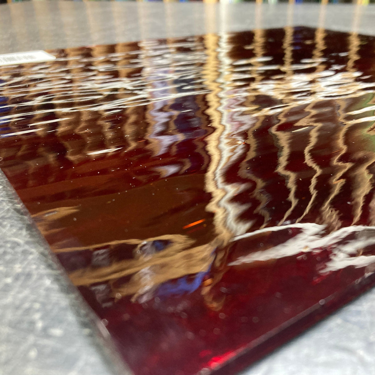 96 COE Ruby Red with Amber Streaky Waterglass