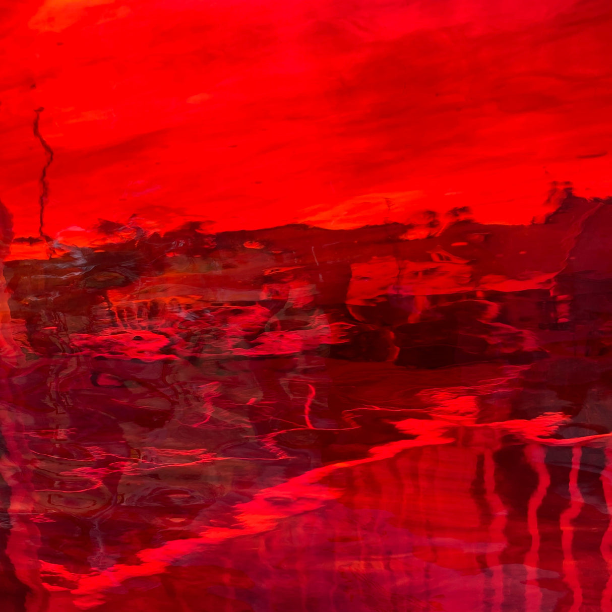 96 COE Ruby Red with Amber Streaky Waterglass_4