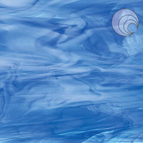 96 COE Sky Blue, Dk Bl, White Trans - Stained Glass Express