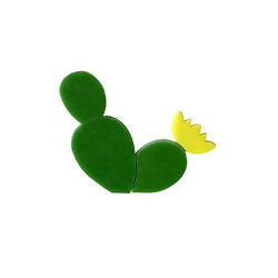 96 Coe Precut Cactus with Yellow Flower Green - Stained Glass Express
