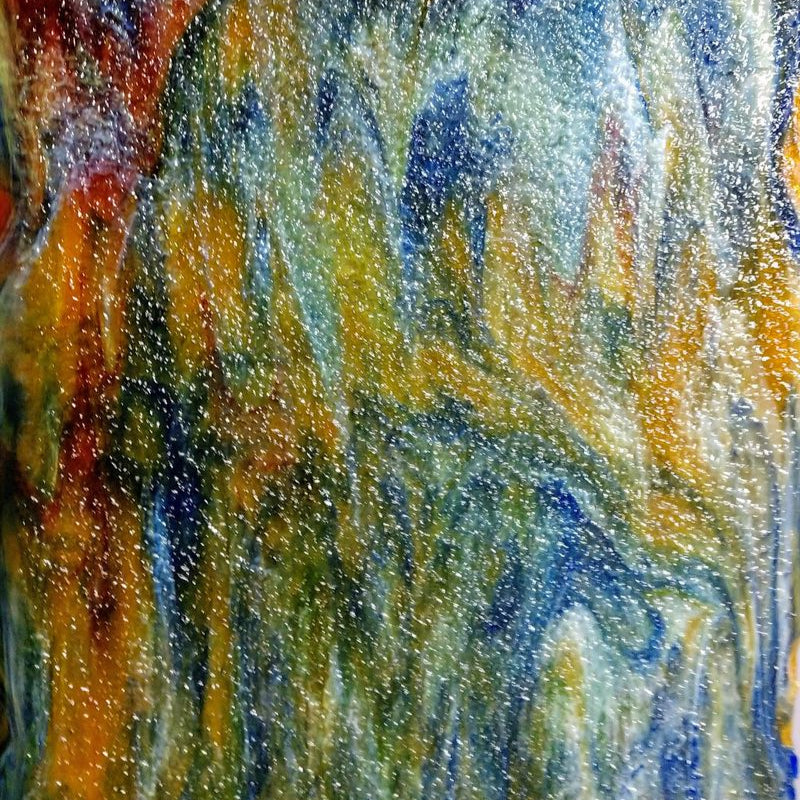 Amb Cathdrl w/ Blu, Red, Grn & White Strks Granite - Stained Glass Express