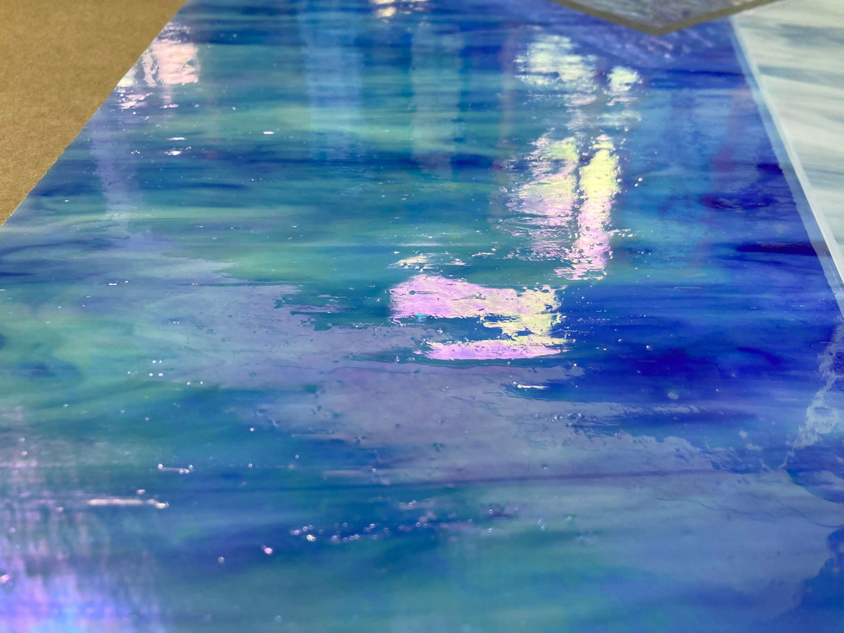 Artisan Medium Blue Opal Irid - Stained Glass Express