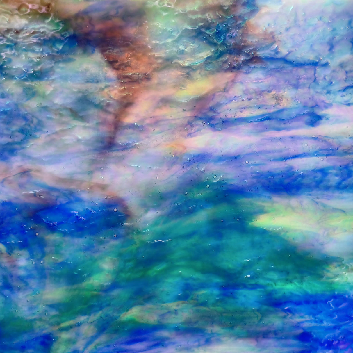 Blue, Sea Green, White, Gold Pink, Purple Iridescent
