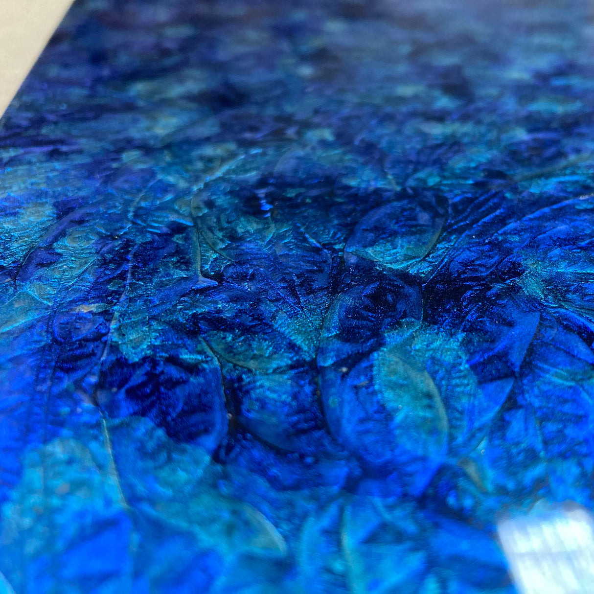 Blue and Blue Green Van Gogh Metallic Finish Glass