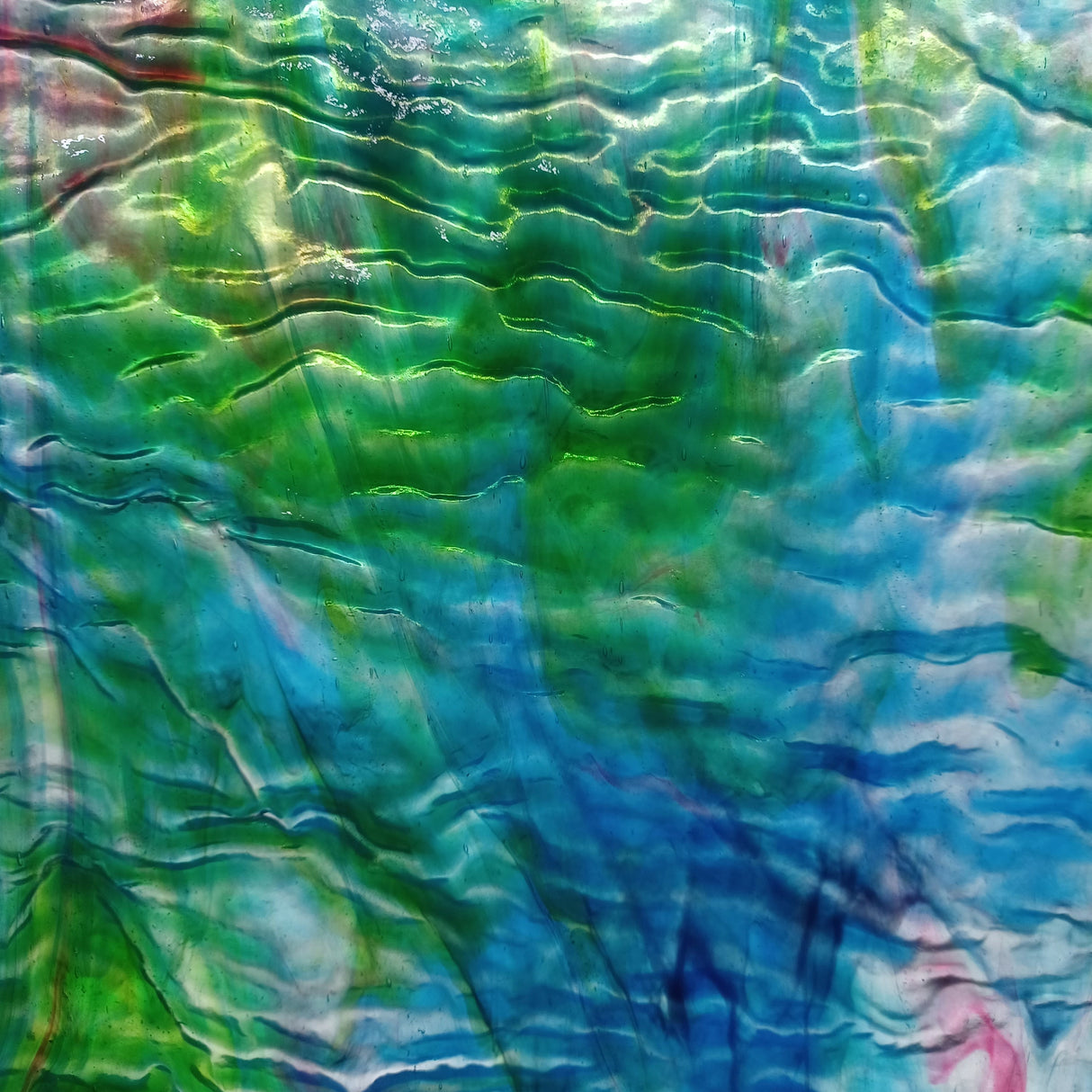 Blues, Greens, Gold Pink Ripple Stipple