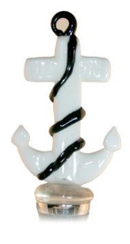 Bottle Stopper White Anchor - Stained Glass Express