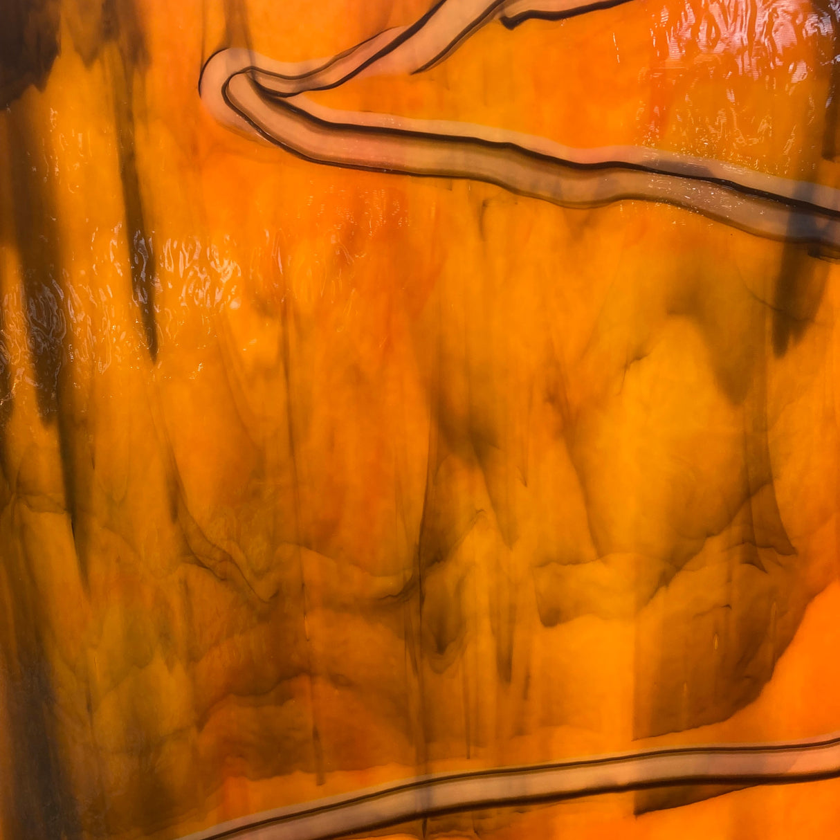 Tangerine Opal, White and Black Drizzle