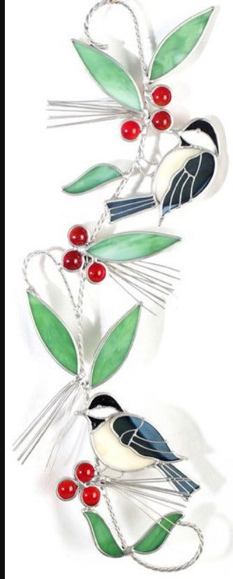 Chickadee Scroll Suncatcher - Stained Glass Express