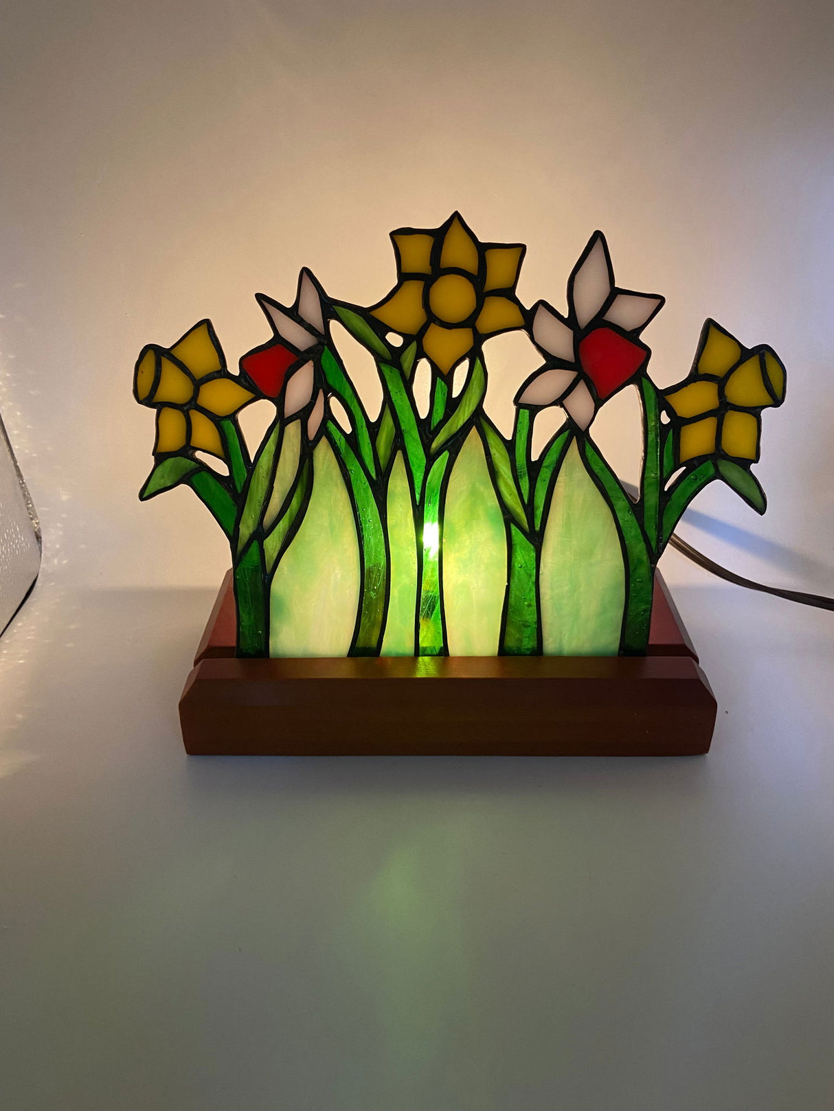 Daffodil Panel with Base - Stained Glass Express
