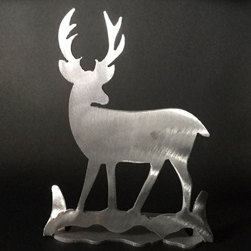 Deer Brushed Aluminum Art Stand