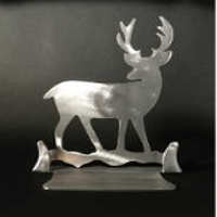 Deer Brushed Aluminum Art Stand - Stained Glass Express