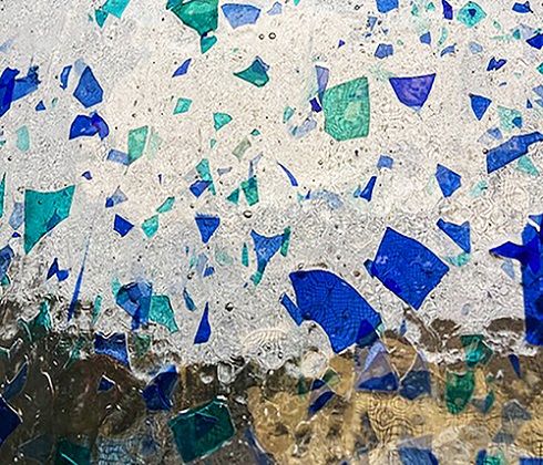 Designer Glass Blue, Aqua Fractures on Clear - Stained Glass Express