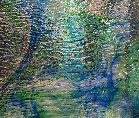 Designer Glass Blue, Green, Clear Ripple - Stained Glass Express
