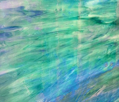 Designer Glass Blue, Green, White opal Irid - Stained Glass Express