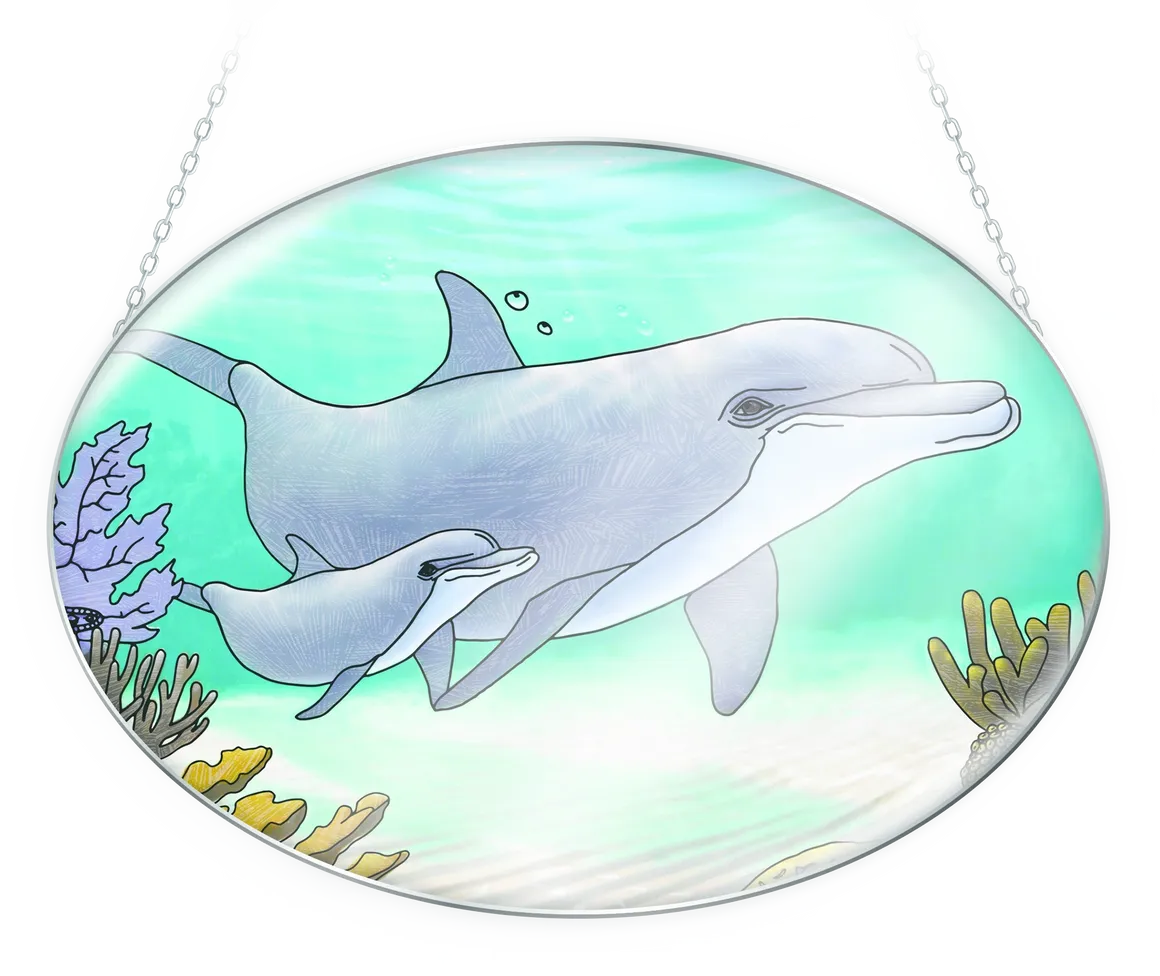 Dolphin and Coral Suncatcher - Stained Glass Express