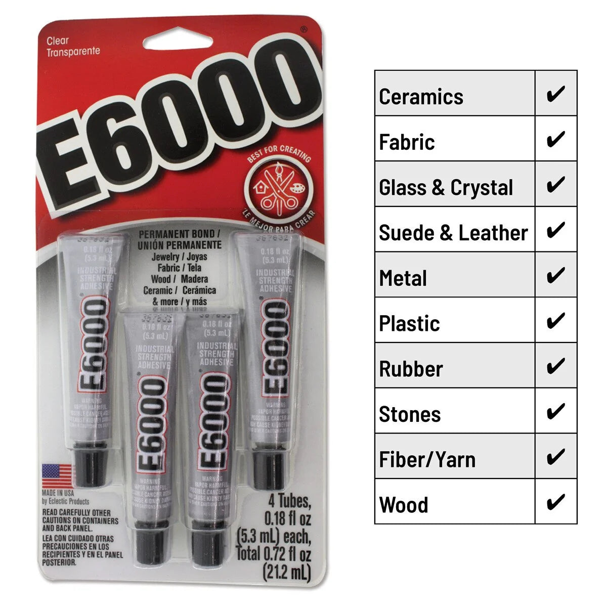 E6000 Glue .18 oz 4 pck