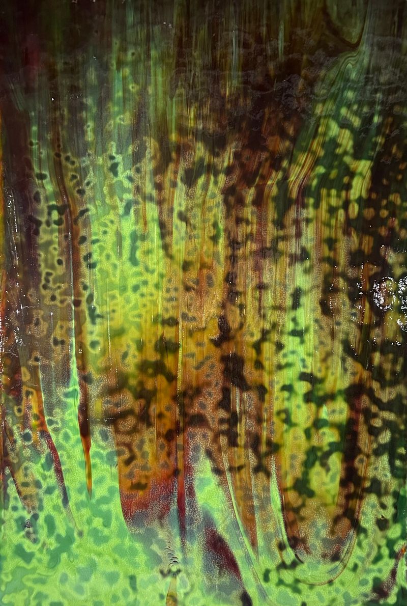 Emerald Grn Opal, Orange & Red High Strike - Stained Glass Express