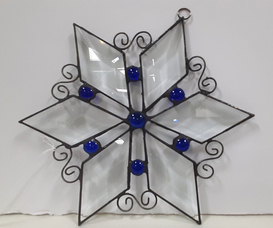 Fun Day Out Stained Glass Bevel Snowflake - Stained Glass Express