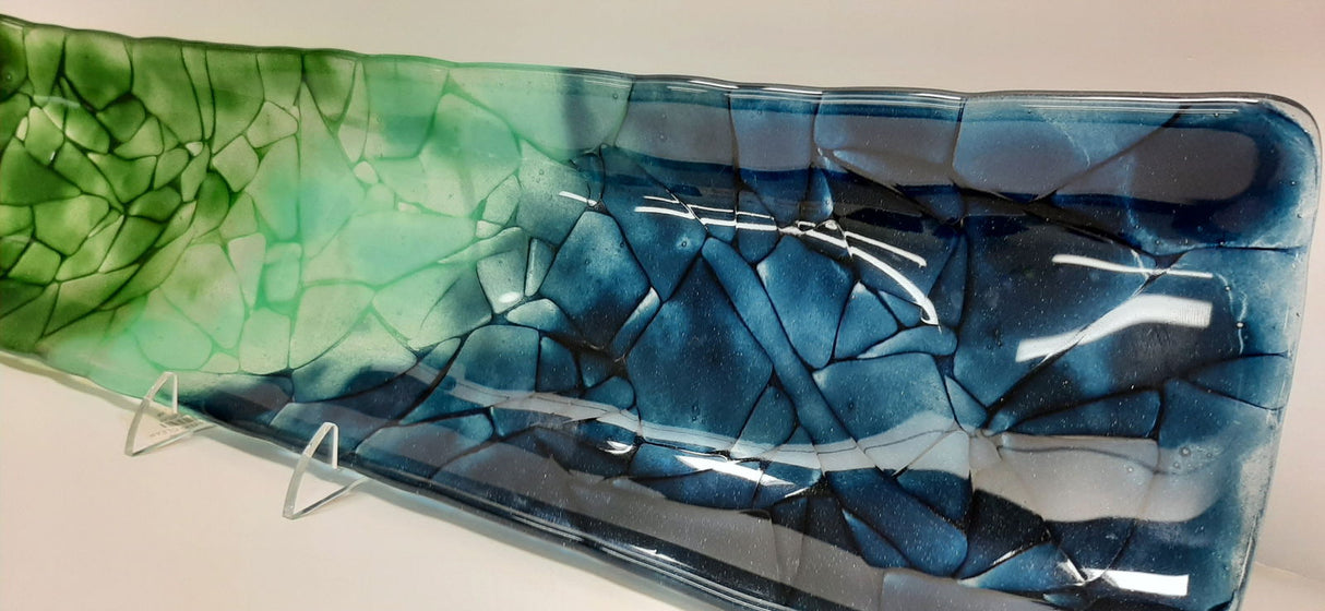 Fun Night Out Fused Glass Crackle Platter - Stained Glass Express
