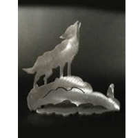 Howling Wolf Brushed Aluminum Art Stand - Stained Glass Express
