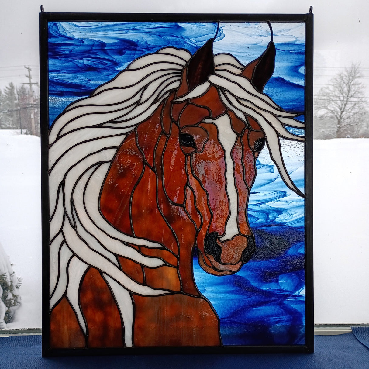 Stained Glass Horse Panel