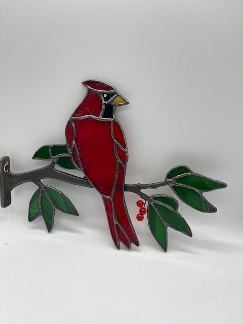 Stained Glass Cardinal on Midi-Branch