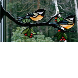 Inspiration Kit Window Frame Birds Chickadee Pair - Stained Glass Express