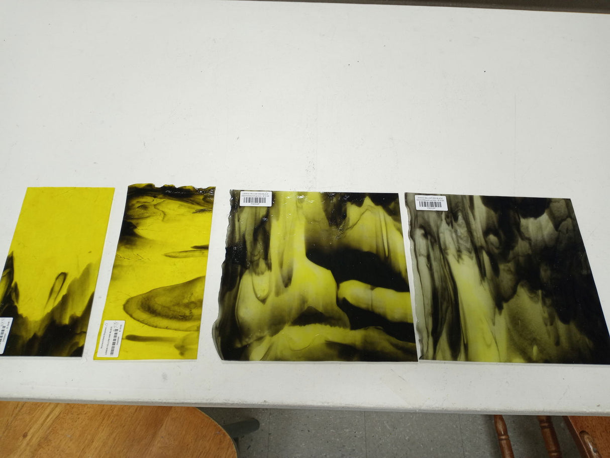 Lemon Yellow and Black Glass - Stained Glass Express