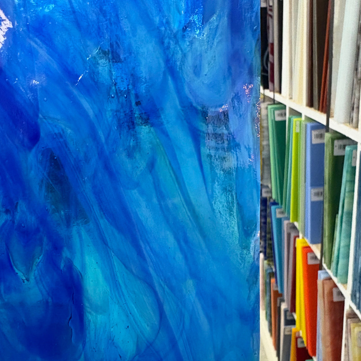 Light Blue with Dark Blue and White Wispy