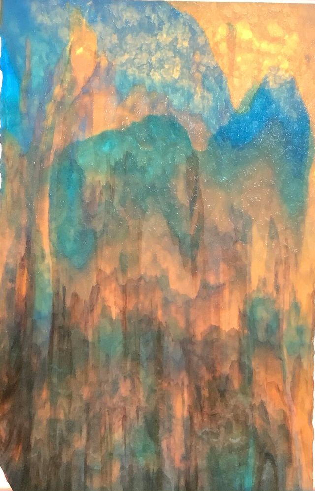 Light & Dark Browns & Sky Blue Granite - Stained Glass Express