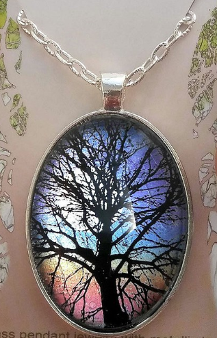 Moonrise Tree Large Pendant - Stained Glass Express