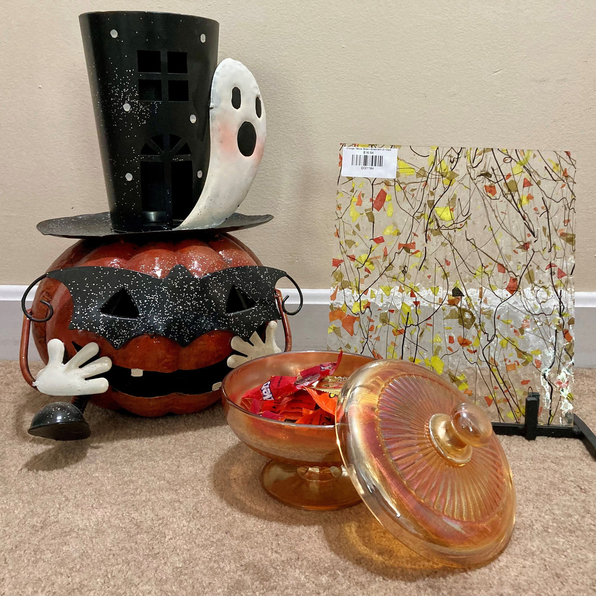 Orange, Yellow, Brown Streamers on Clear