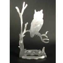 Owl Brushed Aluminum Art Stand - Stained Glass Express