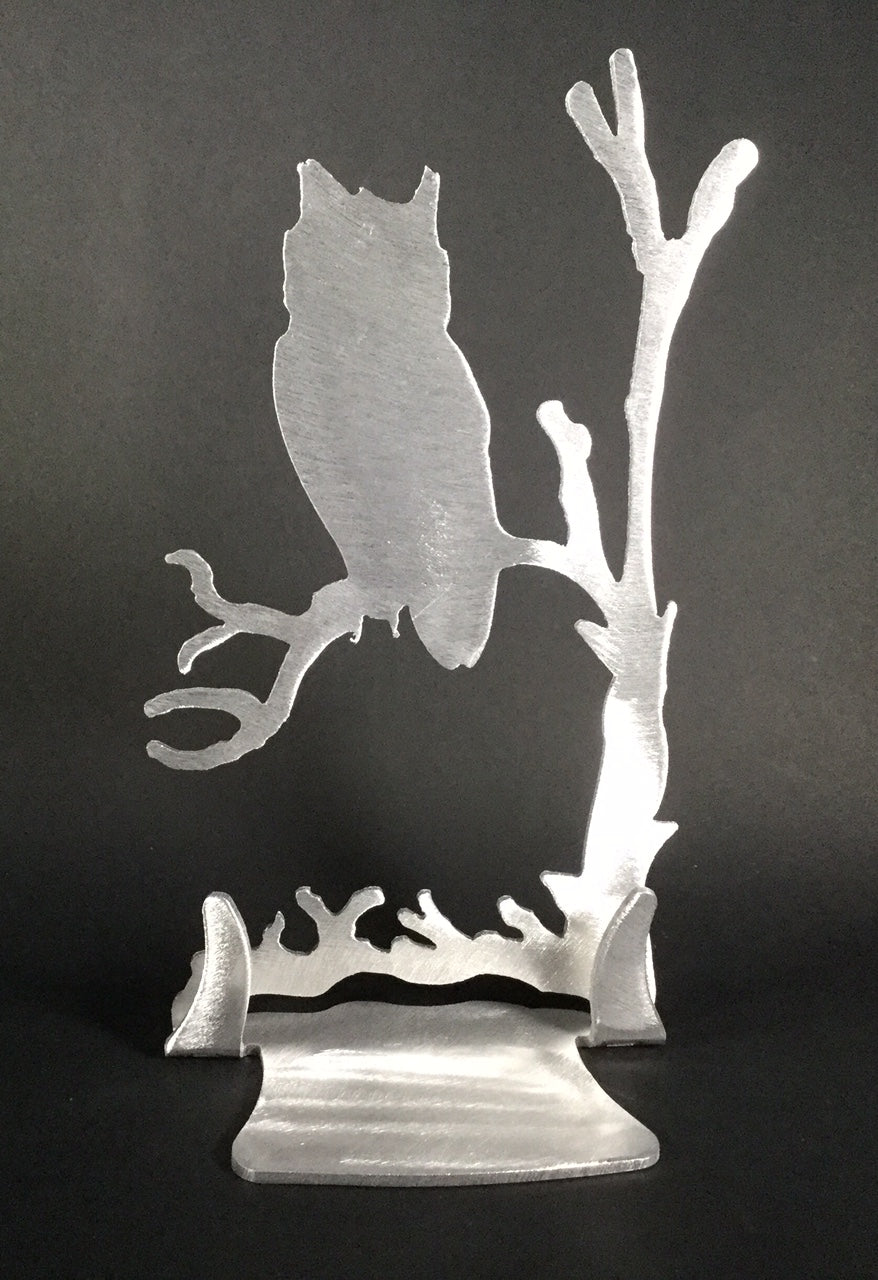 Owl Brushed Aluminum Art Stand