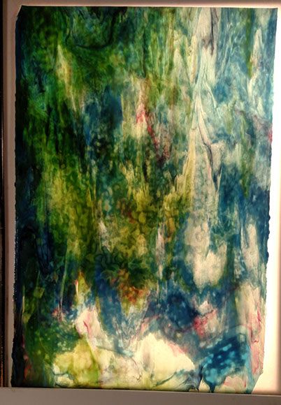 Pale Grn Ice, Copper Blue, Gld, Purple, & Dk Grn Stipple - Stained Glass Express