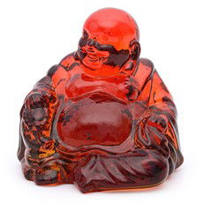Paperweight Laughing Buddha Red Amber - Stained Glass Express