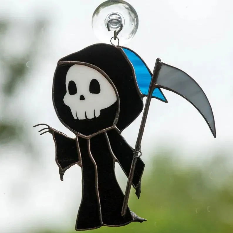 Spooky Grim Reaper Suncatcher - Stained Glass Express