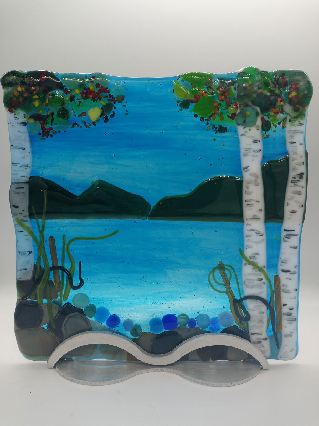 Stand Brushed Aluminum Wave - Stained Glass Express