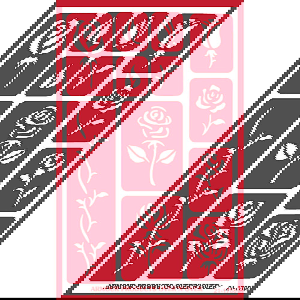 Stencil Over N Over Rose Buds - Stained Glass Express