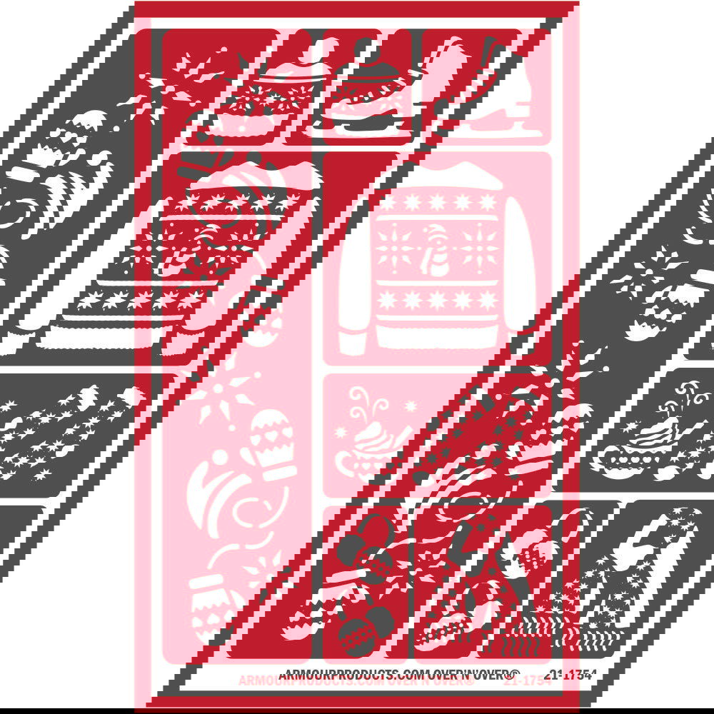 Stencil Over N Over Winter Gear - Stained Glass Express