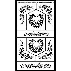 Stencil Rub N Etch Floral Hearts - Stained Glass Express